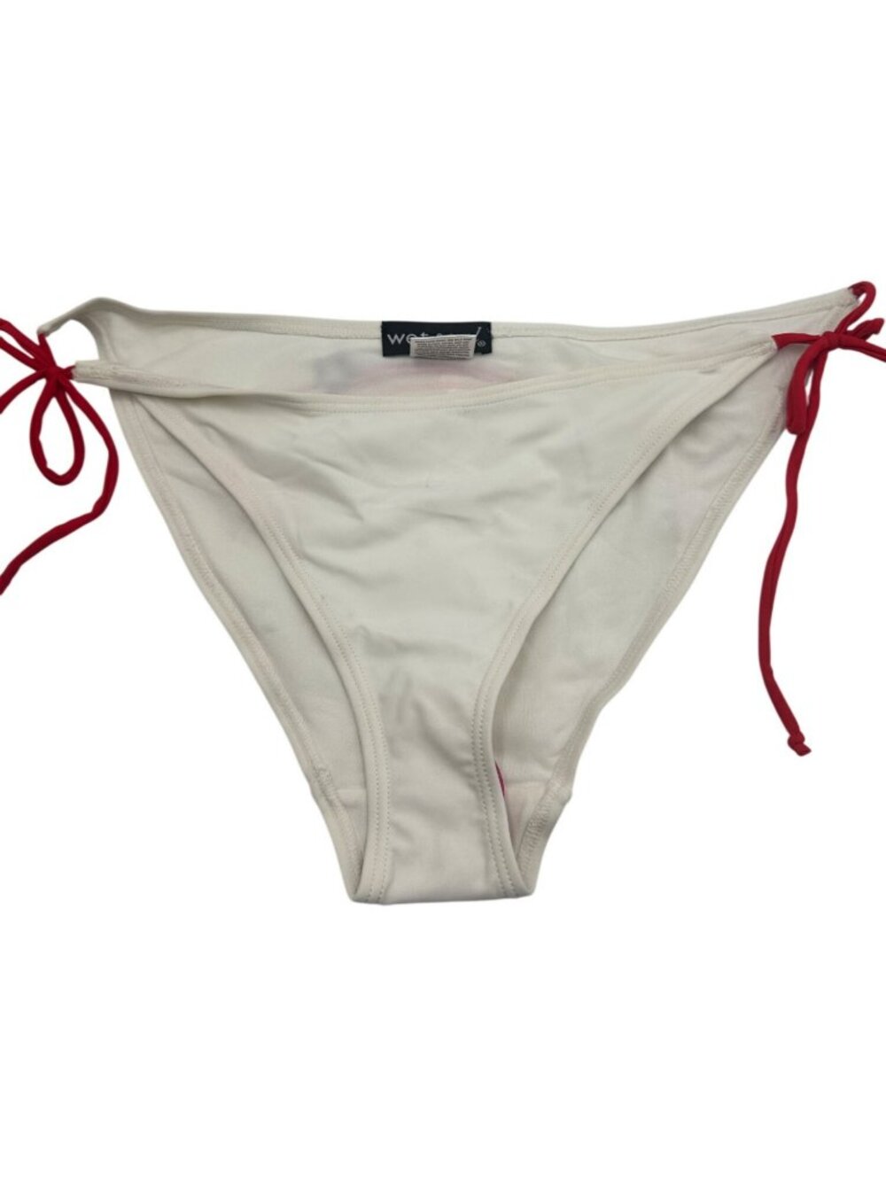 Wet Seal Womens XL Bikini Bottom White & Red Tie Side Embroidered Stars Rainbow